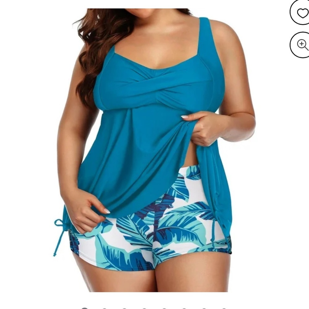 Blue Tropical Print Women's Bikini Set